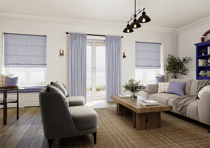 Lace Stripes, Sapphire - Made to Measure Curtains - Image 7